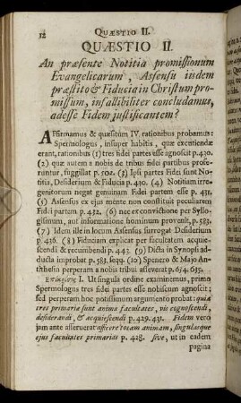 Quæstio II. An præsente Notitia promissionum Evangelicarum, [...]