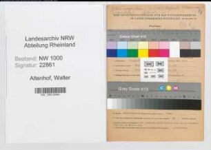 Entnazifizierung Walter Altenhof, geb. 27.08.1899 (Kriminalsekr.)