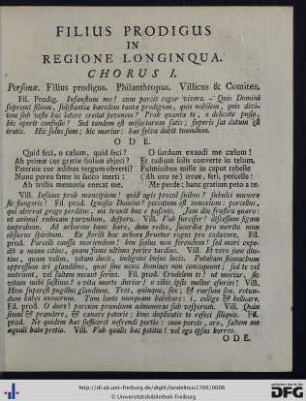 Filius Prodigus In Regione Longinqua. Chorus I.