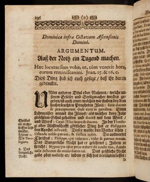 396-408, Dominica infra Octavam Ascensionis Domini; Elenchus Argumentorum