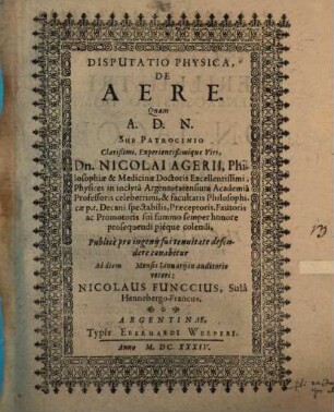 Disp. phys. de aere
