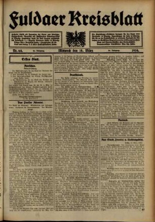 Ausgabe vom Mittwoch, den 18. März 1914.