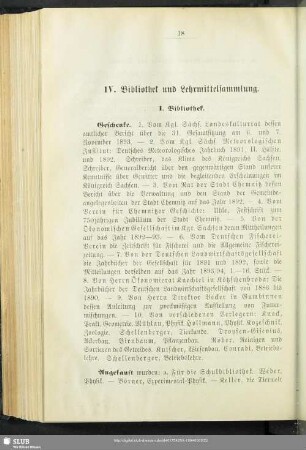 IV. Bibliothek und Lehrmittelsammlung