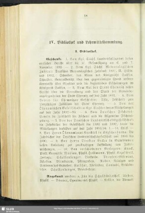 IV. Bibliothek und Lehrmittelsammlung