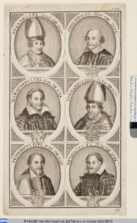 Eichstätter Bischöfe: Johann I., Phillip, Marquard I., Gebhard III., Friedrich III., Heinrich V.