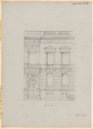 Villa, Gera Monatskonkurrenz April 1878: Aufriss Straßenansicht (Ausschnitt)