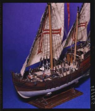 Vollmodell einer portugiesischen Karavelle von ca. 1450, Maßstab 1:50