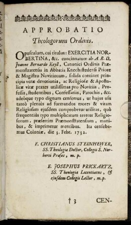 Approbatio Theologorum Ordinis.