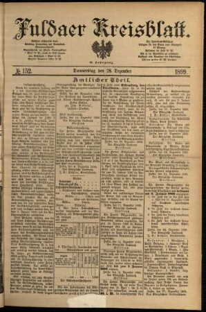 Erste Ausgabe vom Donnerstag, den 28. Dezember 1899.