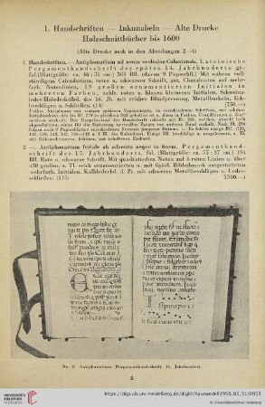 1. Handschriften - Inkunabeln - Alte Drucke - Holzschnittbücher bis 1600 (Nr. 1 - 150)