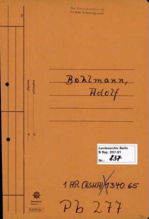 Personenheft Adolf Bohlmann (*27.04.1899), SS-Hauptsturmführer