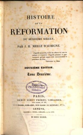 Histoire de la réformation du seizième siècle, 2