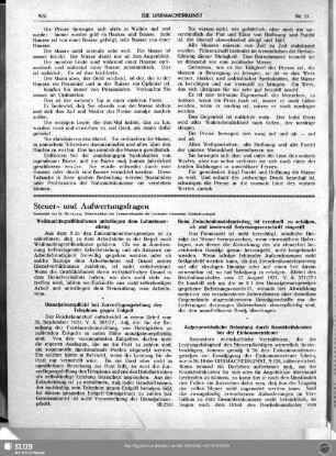 Steuer- und Aufwertungsfragen
