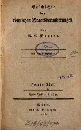 Geschichte der römischen Staatsveränderungen, 2