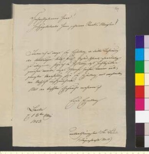 Brief von Bürde, Friedrich Leopold an Goethe, Johann Wolfgang von