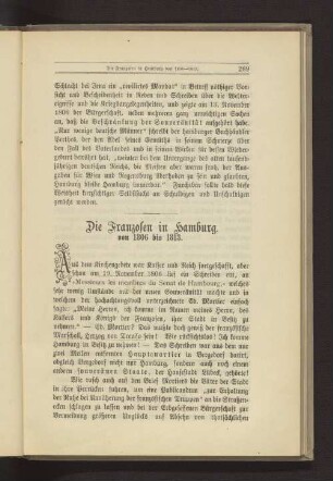 Die Franzosen in Hamburg. von 1806-1813.