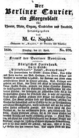 No. 970, Dienstag, den 27. April 1830