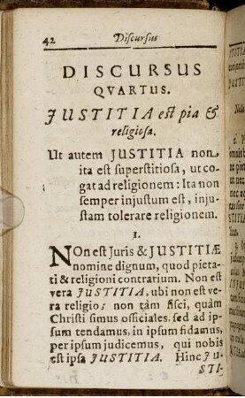 Discursus Quartus. Justitia est pia & religiosa.