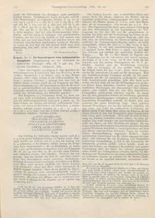 277-281 [Rezension] Bickell, G., Ein Papyrusfragment eines nichtkanonischen Evangeliums