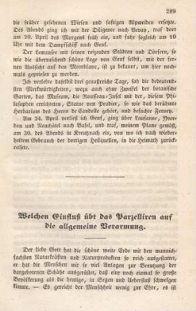 Welchen Einfluß übt das Parzelliren auf die allgemeine Verarmung.