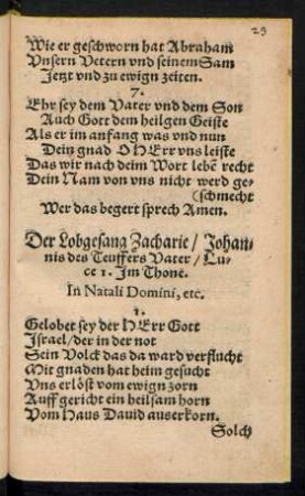 Der Lobgesang Zacharie ...