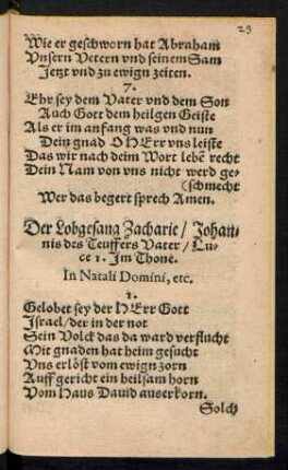 Der Lobgesang Zacharie ...