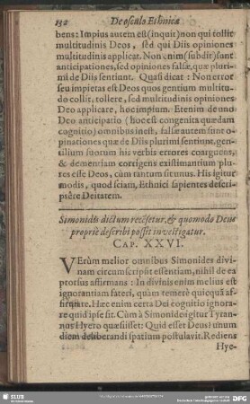 Simonidis duictum rece[n]setur, & quomodo Deus proprie describi possit investigatur. Cap. XXVI.