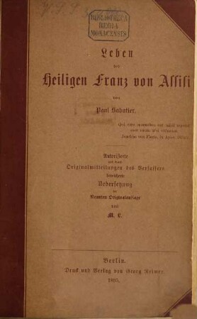 Leben des Heiligen Franz von Assisi