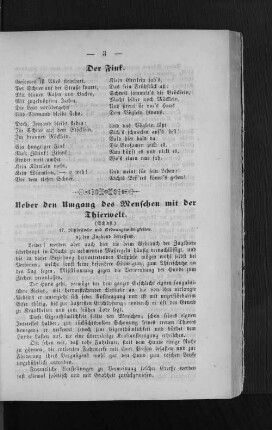 Ueber den Umgang des Menschen mit der Thierwelt.