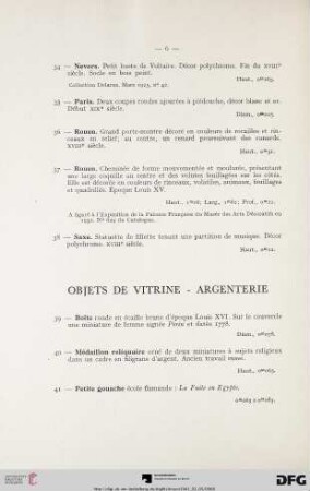 Objets de vitrine – Argenterie (Nr. 39-50)