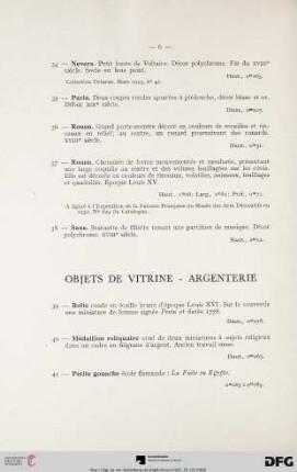Objets de vitrine – Argenterie (Nr. 39-50)