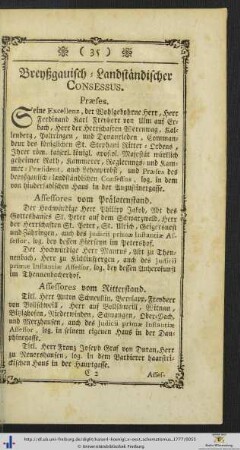 Breyßgauisch-Landständischer Consessus.