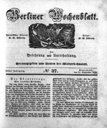 No. 37, Sonnabend, den 14. September 1839.