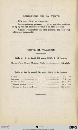 Ordre de vacation