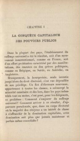 Chapitre I La Conquête Capitaliste Des Pouvoirs Publics