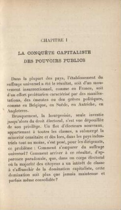 Chapitre I La Conquête Capitaliste Des Pouvoirs Publics