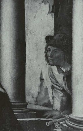 Drittes Bruchstück einer Anbetung der Könige mit einem Hirten mit Flöte zwischen Säulen