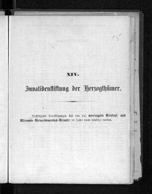 XIV. Invalidenstiftung der Herzogthümer.