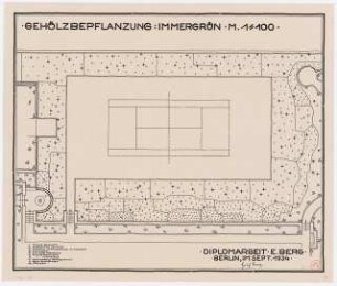 Villengarten, Berlin-Kladow: Grundriss Gehölzpflanzungen 1:100