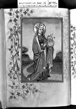 Deutsches Gebetbuch (Waldburg-Gebetbuch) — Heilige Elisabeth, Folio 45verso