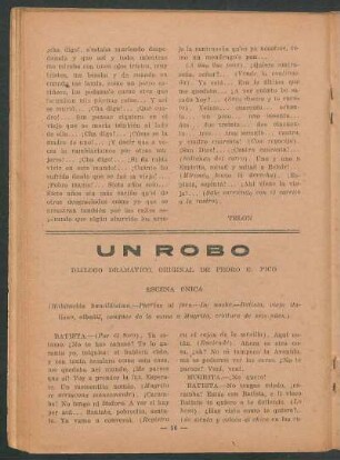 Un robo : Diálogo dramatico. original de Pedro E. Pico