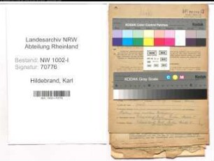 Entnazifizierung Karl Hildebrand , geb. 26.04.1894 (Kaufm.Angestellter)