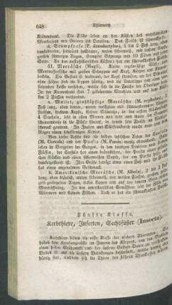 Fuenfte Klasse. Kerbthiere, Insecten, Sechsfueßer (Insecta).