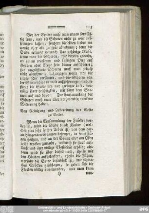 Von Reinigung und Zubereitung der Seide zu Betten.