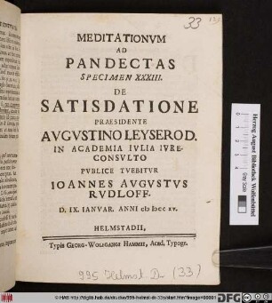 De Satisdatione
