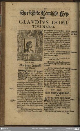 Der sechste Römische Keyser ist Claudius Domitius Nero