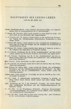 Hauptdaten Aus Lenins Leben Januar Bis März 1917