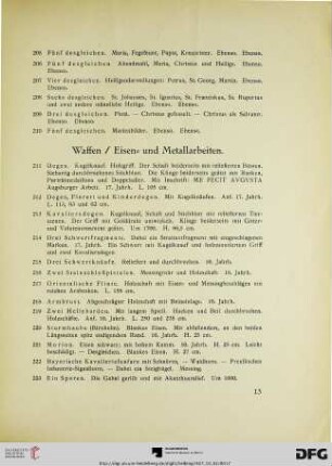 Waffen / Eisen- und Metallarbeiten (Nr. 211-271)