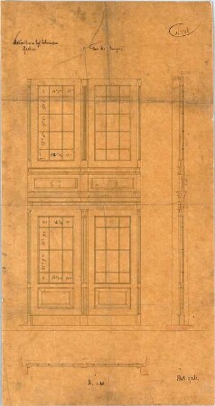 Voit, August von; München; Botanischer Garten - Orangerie - Tor (Grundriss, Ansicht, Schnitt)