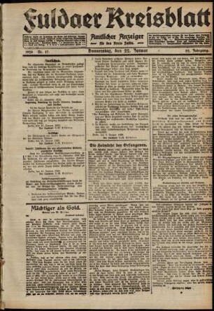 Ausgabe vom Donnerstag, den 22. Januar 1920.